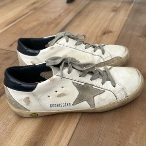 Golden goose superstar sneaker cream&blue(low top) sz 35